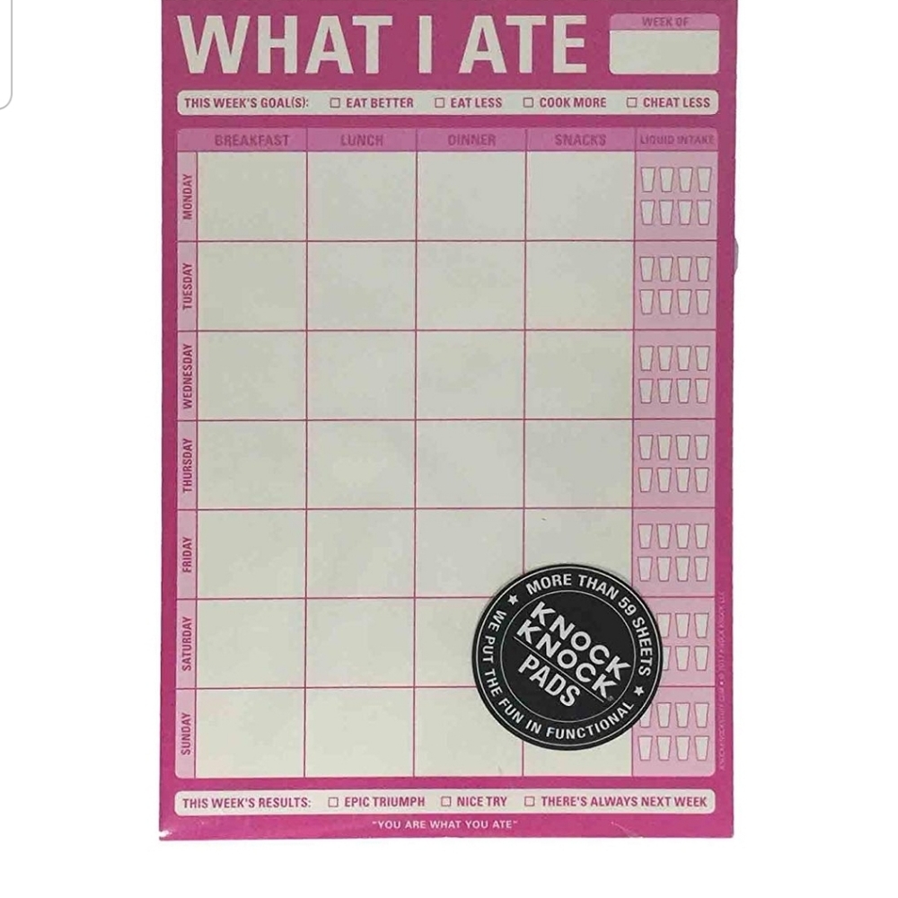 FOOD DIARY 'WHAT I ATE' NOTEPAD TRACKER
